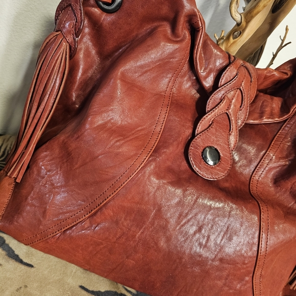 JUNIOR DRAKE Athena RED Imp. Leather HB~NWOT - Picture 2 of 13